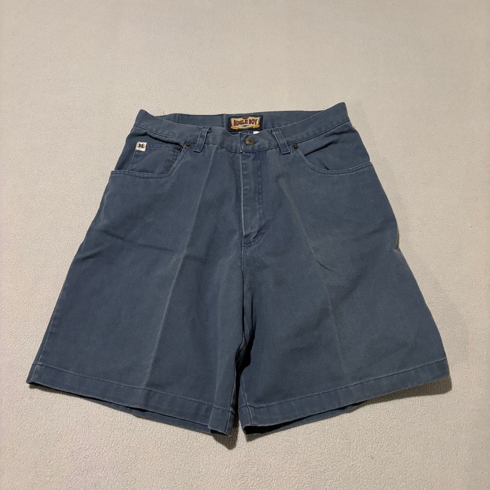 Bugle Boy Vintage 90s Mens Size 30 Navy Blue Cotton Twill Shorts Indigo